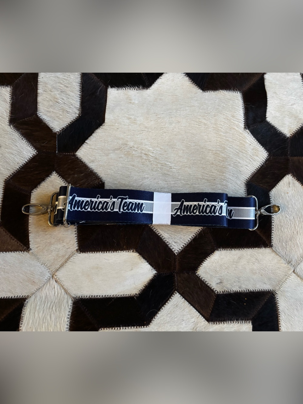 Navy 'American Team' Dallas Cowboys Purse Strap with Silver Hardware